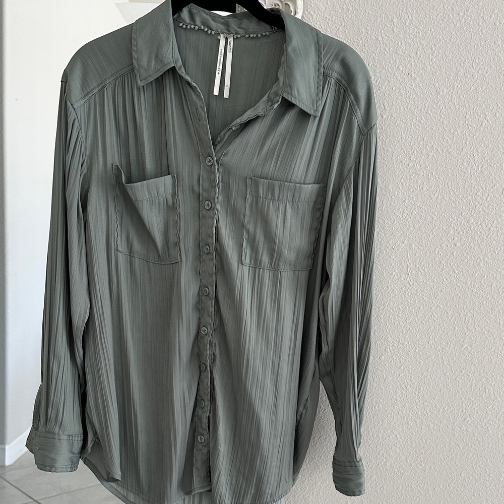 Anthropologie Sage Green Button Down Top